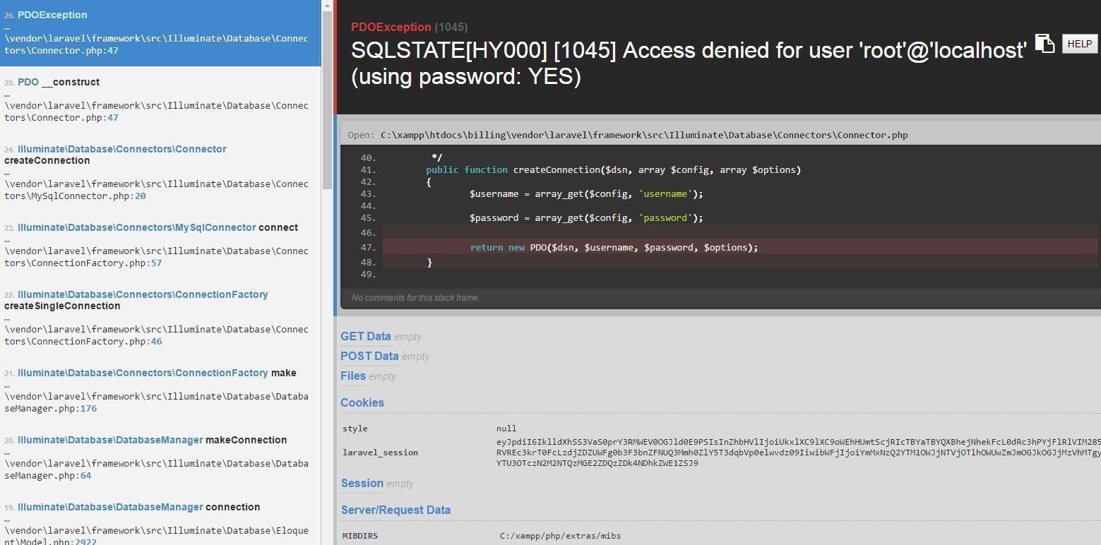 [PDO Exception] SQLSTATE[HY000] [1045] Access denied for user ****@'localhost' (using password: YES)